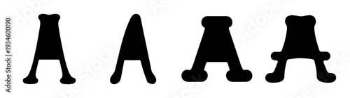 Four different letter A designs in black on white background vector illustration