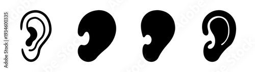 Human ear icons set, listening ear vector illustration, flat design symbols