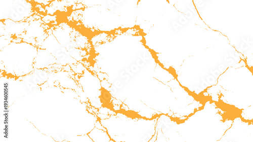 Marble texture with orange veins on white background