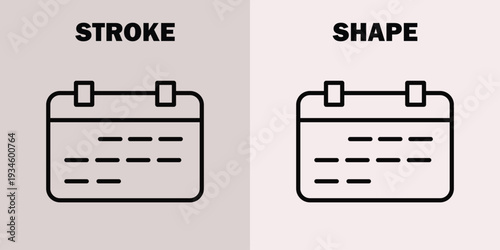 Calendar comparison stroke versus shape fill calendar stroke shape comparison UI UX web app contrast