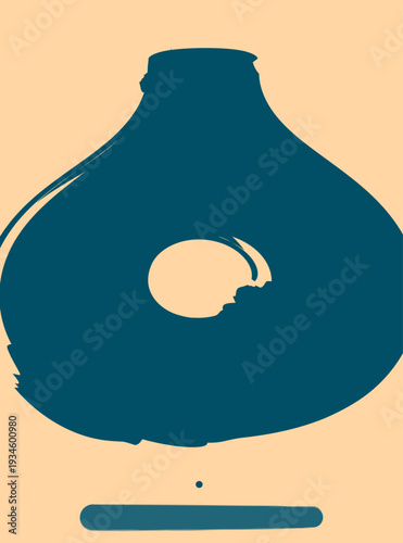 Artisan Creative Workshop Poster with Hand-Drawn Organic Pottery Silhouette and Rustic Brush Texture