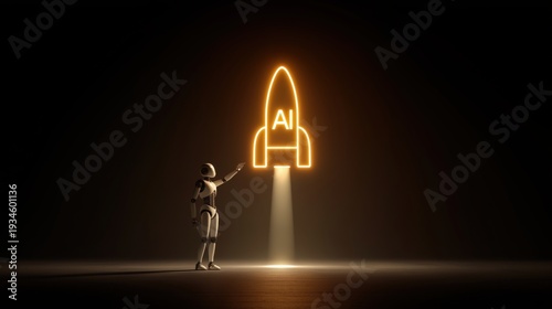 AI Growth Acceleration AGI Rocket Launch Concept