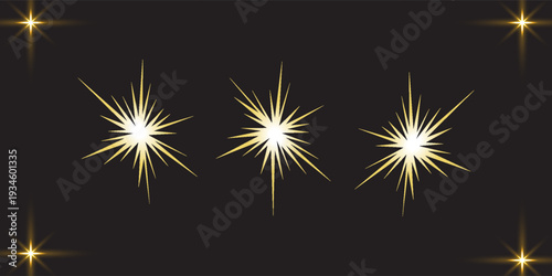 Png white star light, sparkle. Yellow light effect. Shining light with yellow gold color. Png spotlight spark.Vector transparent sunlight special lens flare light effect