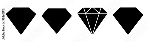Diamond icons set, value and quality symbols, flat design vector illustration