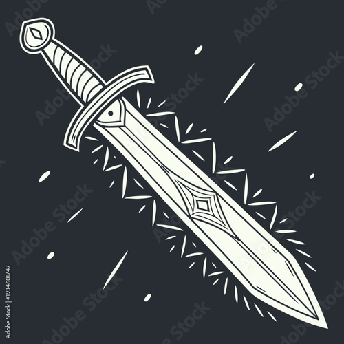 Foto Ornate Magical Dagger with Bursting Energy - Enchanted Short Sword Illustration
