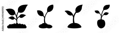 seedling icon set for nurturing and development vector illustration
