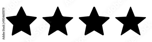 Four black star icons in a row, excellence rating symbol vector illustration