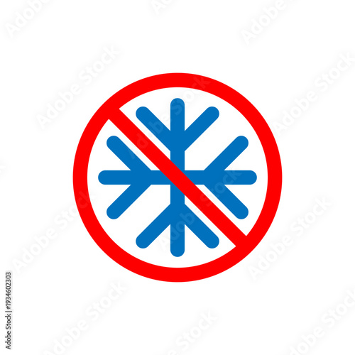 Do not freeze warning icon with snowflake crossed out. Vector sign on white background.