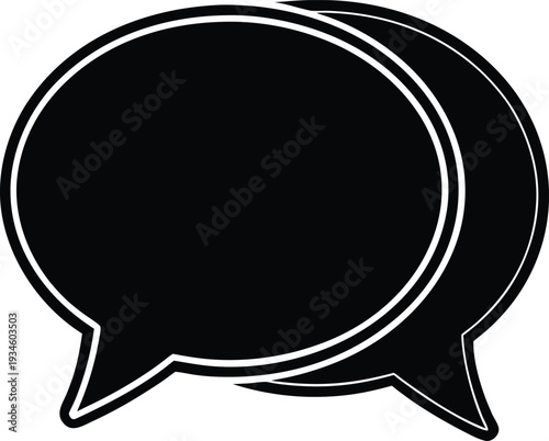 double speech bubble chat icon silhouette
