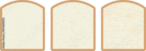 上が膨らんだ山形食パンの切り口の表面素材のセット