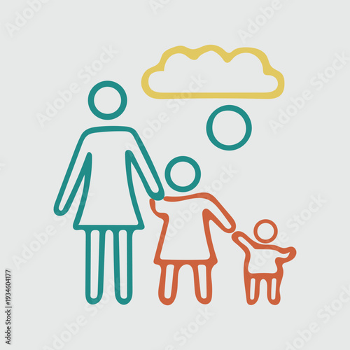Family and relationships line icon set. Vector pictograms of couples, parents, children, hands, hearts, home, people, love, and care, thin linear illustration.