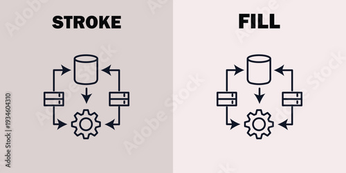 Stroke and Fill comparison data flow diagram stroke fill comparison database server gear desi