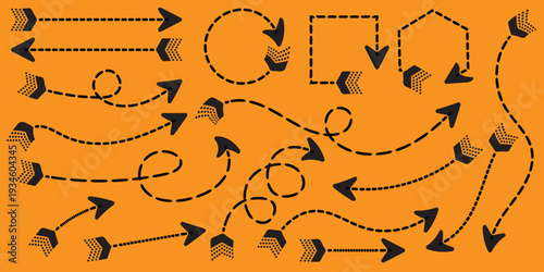 Intricate arrow design on orange background