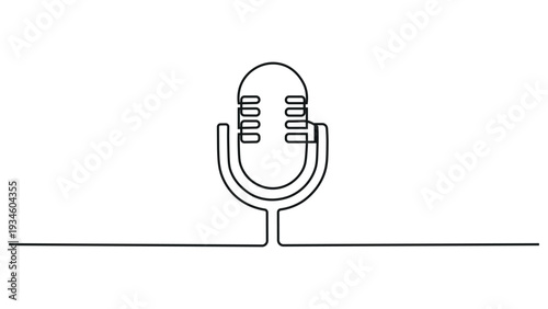 A simple line drawing of a microphone on a stand