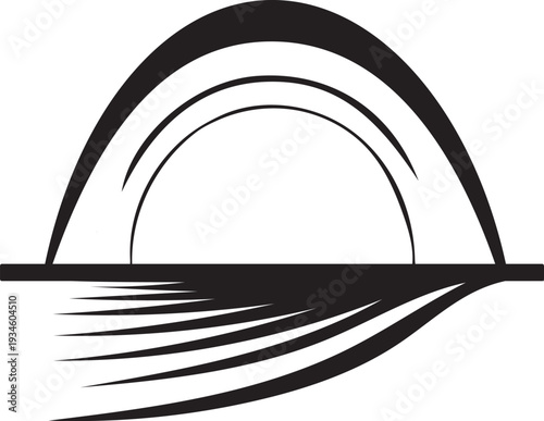 Dynamic abstract silhouette vector design featuring elegant flowing lines and multiple arcs, creating a modern visual representation of reflection and connection