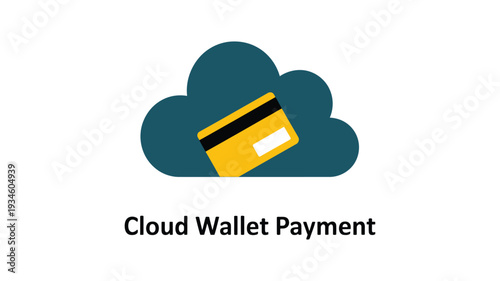 Digital Cloud Wallet & Payment Icon – Secure Mobile Banking, Online Credit Card Storage Technology Illustration.
