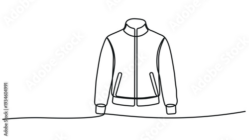 A black and white drawing of a zip up jacket