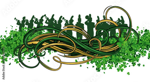 St patricks day design with musical ensemble and decorative elements