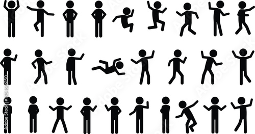 "Stick Figure Silhouettes, Dancing, Walking, Posing, Action, Gestures, Fun, Playful Movement Collection