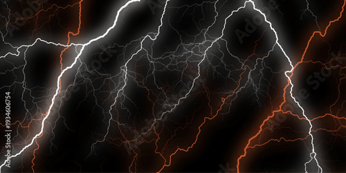 Luxury line art background vector. Minimalist modern contour drawing. Black, gray marble seamless glitter Intricate lightning bolt frame, sharp edges, glowing electric white on black, background, 