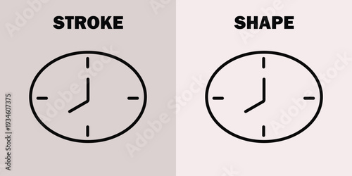 Two clock one stroke one shape on pastel backgrounds time symbol d