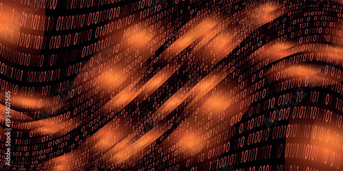 Vector digital code rain in a Matrix inspired futuristic style. High-tech backdrop with glowing binary characters. Binary Software Programming Code Background. Digital Data Technology Concept.
