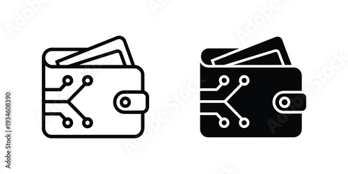 Cryptocurrency Wallet Icon Set – Vector Illustrations for Graphic Design, UI, Mobile App, Web, and Social Media.