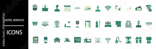 Hotel services icons for modern hospitality industry needs