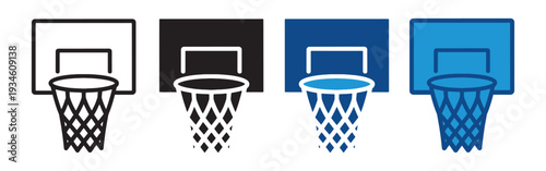 Basketball Hoop Icon Pack – Flat and Outline Court Equipment Symbols