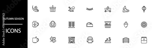Autumn season icons for design and decoration