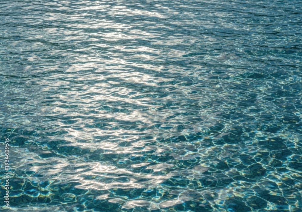Obraz premium Closeup of rippling clear blue water surface reflecting sunlight