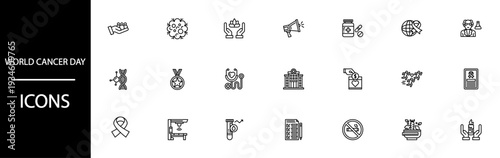 World Cancer Day icons for awareness and support campaigns