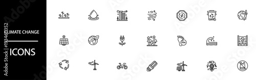 Climate change icons for presentations and reports on sustainability