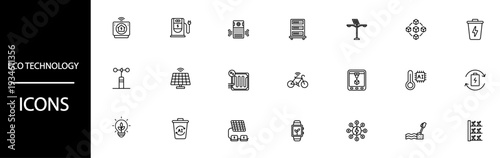 Eco technology icons for sustainable business solutions