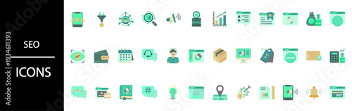 SEO icons collection for digital marketing and online business