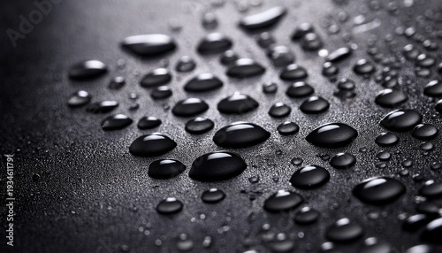 extreme close up water droplets on black surface abstract macro photography