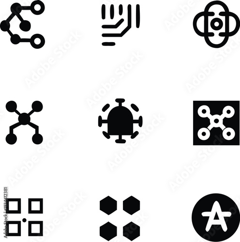 AI & Neural Network Icons Set - Artificial Intelligence & Data Models