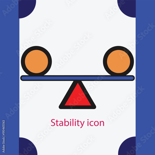 Balancing scale representing stability and equilibrium with circle and triangle shape.