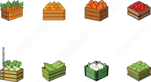 A set of Christmas cakes, cookies, and banners featuring a gold ribbon bow on a brown cardboard gift box package isolated for a holiday celebration