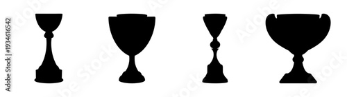 Volunteer recognition trophies vector illustration, flat design award symbols