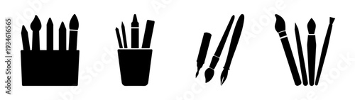 Art supplies collection vector illustration, flat design graphic