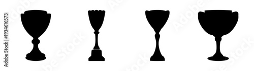 Volunteer recognition trophies vector illustration, flat design award symbols