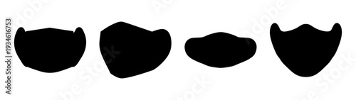 Four black mustache shapes vector illustration, flat design graphic