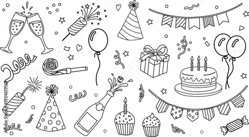 Vibrant birthday celebration elements collection