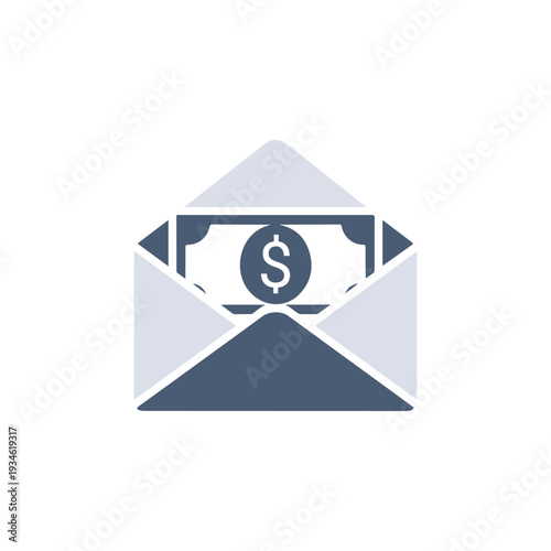Salary Payment Envelope Icon – Money Transfer and Financial Transaction Symbol.