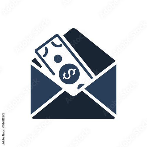 Salary Payment Envelope Icon – Money Transfer and Financial Transaction Symbol.