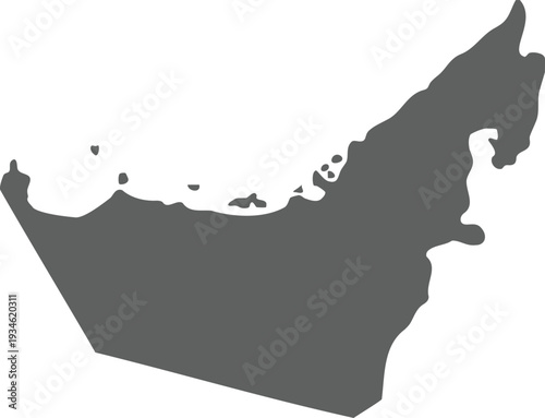 United Arab Emirates Map Vector Illustration. Abstract Gray Silhouette Isolated on Transparent Background.
