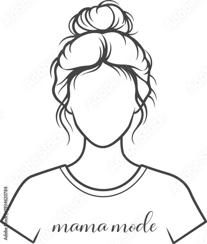 Mama Mode Mother's Day Shirt - Trendy Mama Mode typography with minimalist female line art portrait.