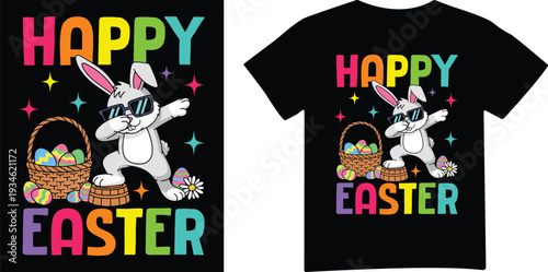 Happy easter dabbing bunny graphic t shirt