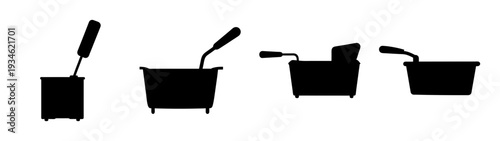 Deep fryer cooking icons set vector illustration, flat design